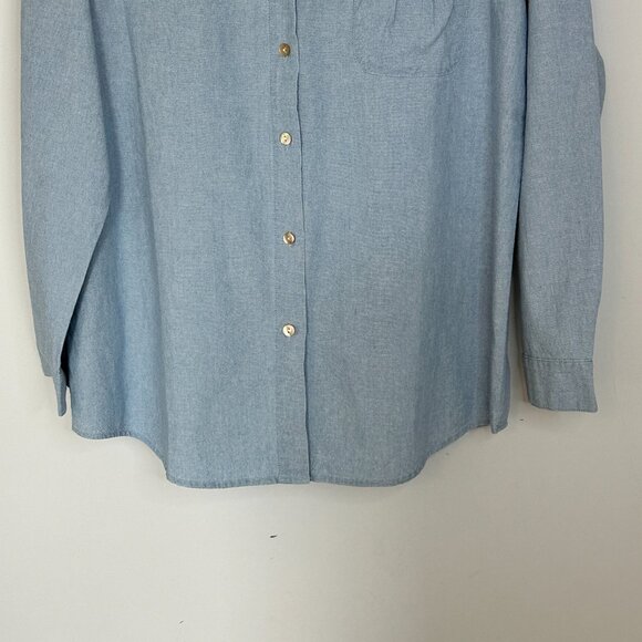 J. Jill Chambray Button Down Size Small Pocket 100% Cotton Long Sleeve Collared - Picture 3 of 9